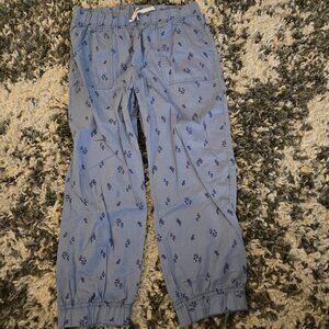 Joe Fresh Kids XL/14 Blue Floral Print Lightweight Jogger Pants Smocked Waist